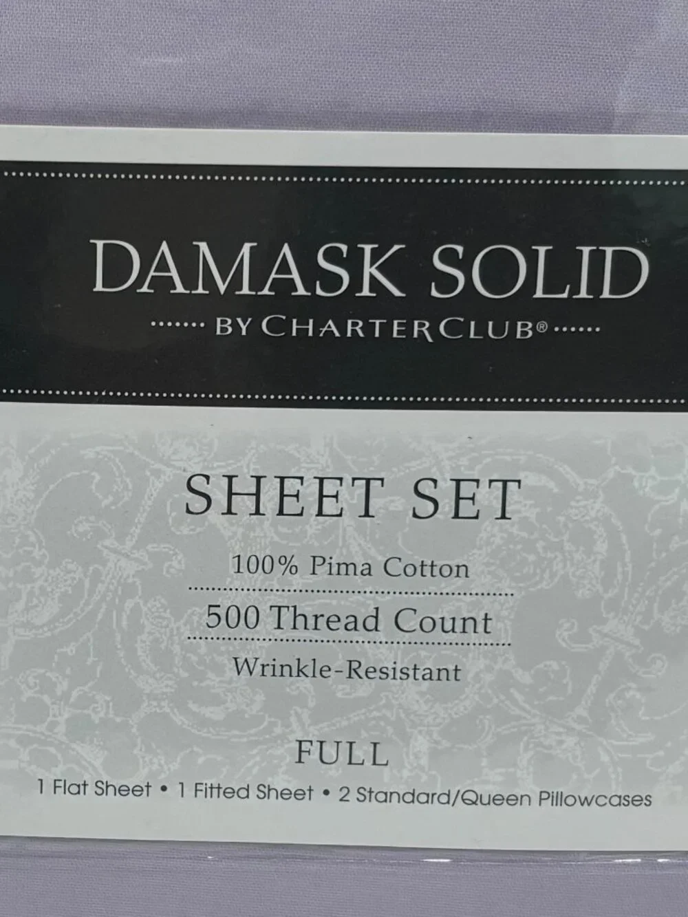 Charter Club Damask Solid 100% Pima Cotton Full Size 4 Piece Sheet Set (NWT)